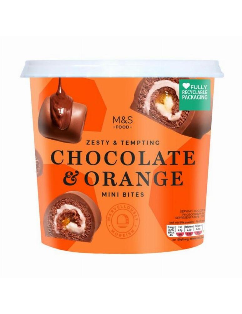 Čokoládové a pomerančové piškotové roládky s máslovou a pomerančovou náplní máčené v mléčné čokoládě (46 %)