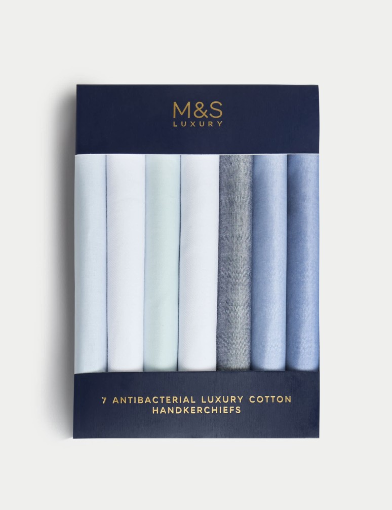 7pk Antibacterial Pure Cotton Handkerchiefs