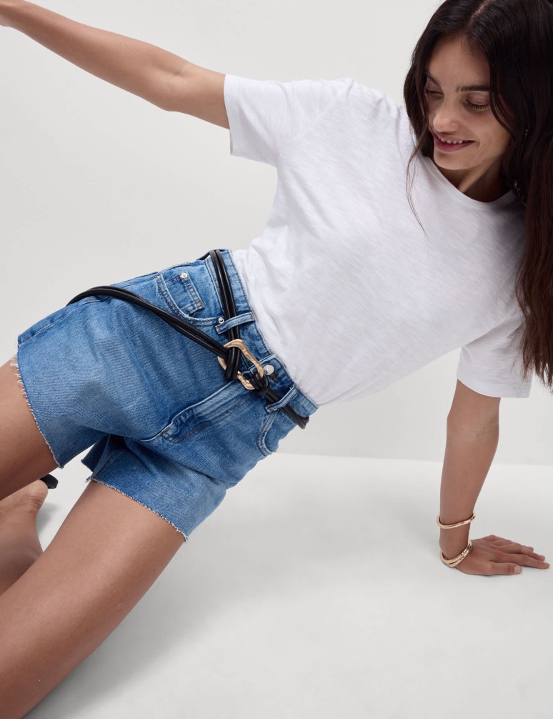 Džínové šortky střihu Mom s vysokým pasem