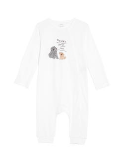 Kombinéza na spaní bez chodidel z čisté bavlny s nápisem „Daddy And Me“ (0–12 měsíců)