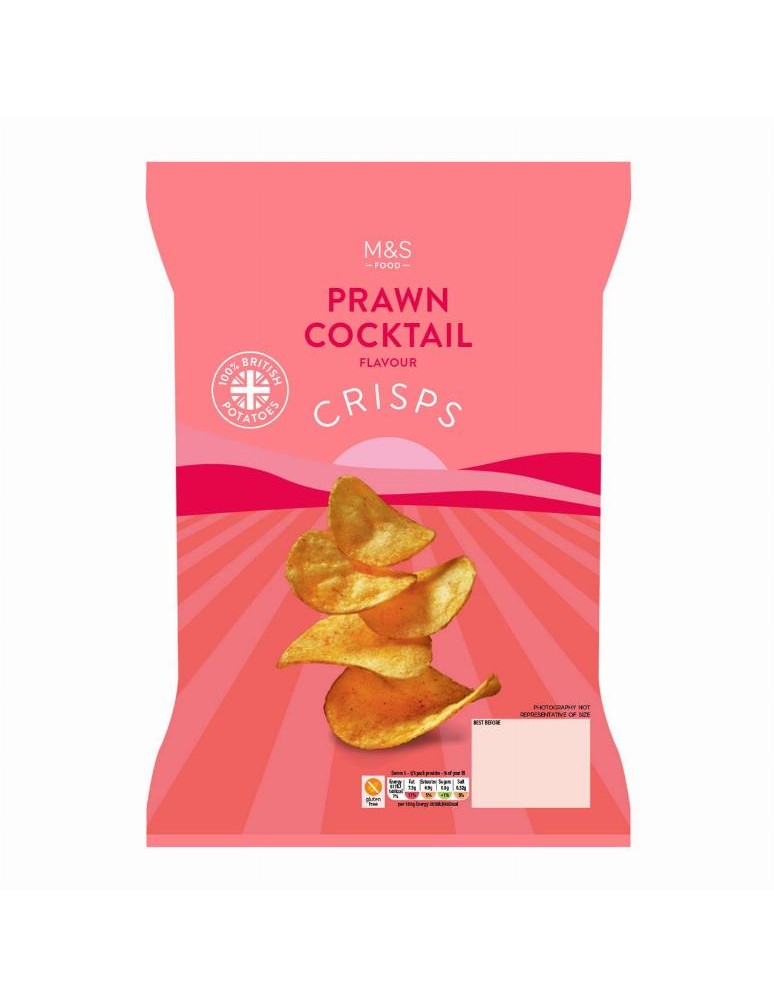 Bramborové lupínky s příchutí krevetového koktejlu