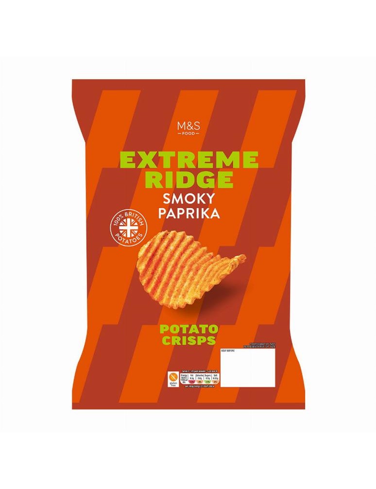 Vroubkované bramborové lupínky s příchutí uzené papriky