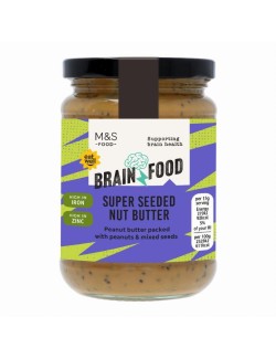 Křupavá arašídová pomazánka se slunečnicovými semínky, dýňovými semínky, chia semínky (Salvia hispanica) a zlatými lněnými semín