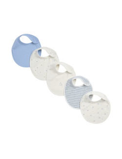 5pk Pure Cotton Dog Print Bibs