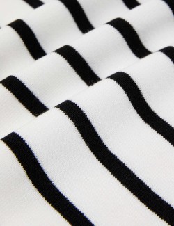 Striped Square Neck Fitted Knitted Vest