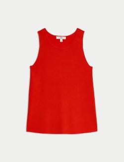 Pletená vesta s kulatým výstřihem