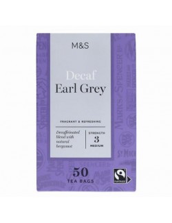 Porcovaný aromatizovaný čaj Earl Grey bez kofeinu, 50 nálevových sáčků jednotlivě balených ve fólii