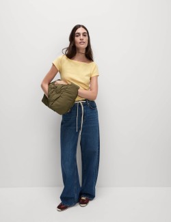 Top úzkého střihu se spadlými rukávy, z čisté bavlny