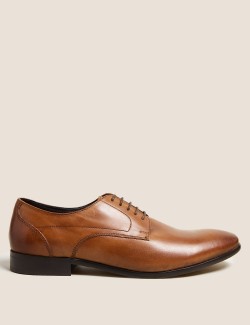 Leather Almond Toe Derby Shoes