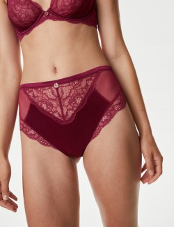 Silk & Lace High Waisted Brazilian Knickers