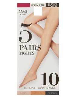 5pk 10 Denier Tights