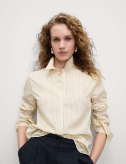 Pure Cotton Striped Collared Shirt