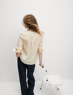 Pure Cotton Striped Collared Shirt