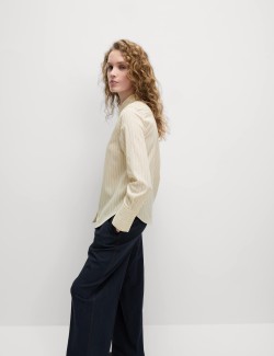 Pure Cotton Striped Collared Shirt