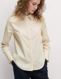 Pure Cotton Striped Collared Shirt
