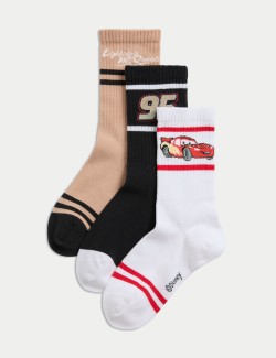 Ponožky s vysokým podílem bavlny a motivem Pixar™ Cars, sada 3 páry (6 malé – 7 velké)
