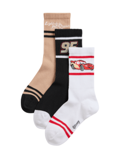 Ponožky s vysokým podílem bavlny a motivem Pixar™ Cars, sada 3 páry (6 malé – 7 velké)