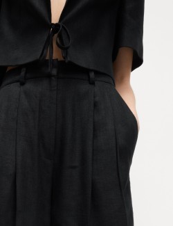Linen Rich Twill Wide Leg Trousers