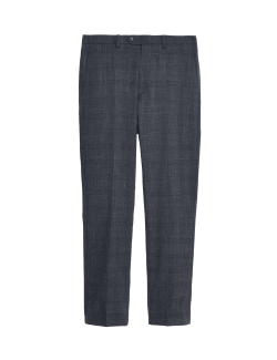 Kostkované kalhoty z italské vlny a lnu, s vysokým podílem hedvábí