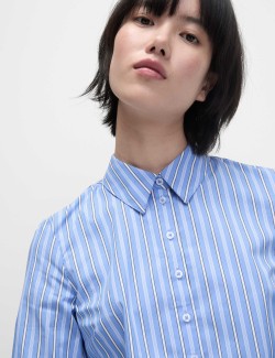 Cotton Rich Striped Fitted Shirt