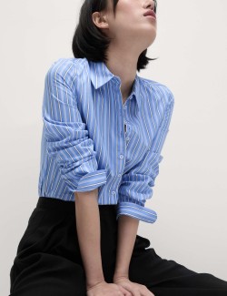 Cotton Rich Striped Fitted Shirt