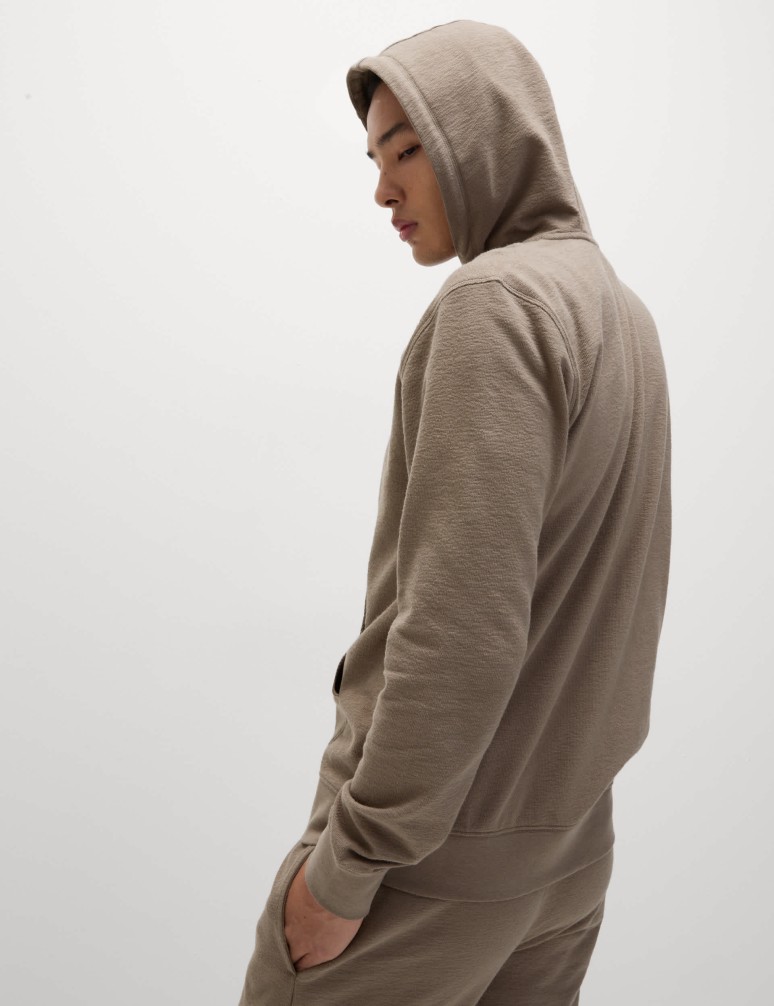 Texturovaná mikina na zip s kapucí, z čisté bavlny