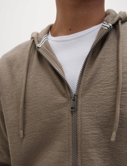 Texturovaná mikina na zip s kapucí, z čisté bavlny