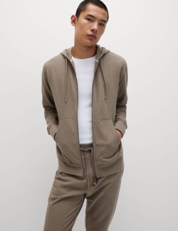 Texturovaná mikina na zip s kapucí, z čisté bavlny