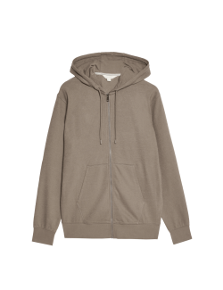 Texturovaná mikina na zip s kapucí, z čisté bavlny