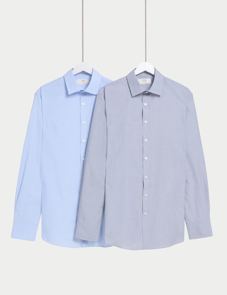 2pk Slim Fit Easy Iron Cotton Blend Shirts