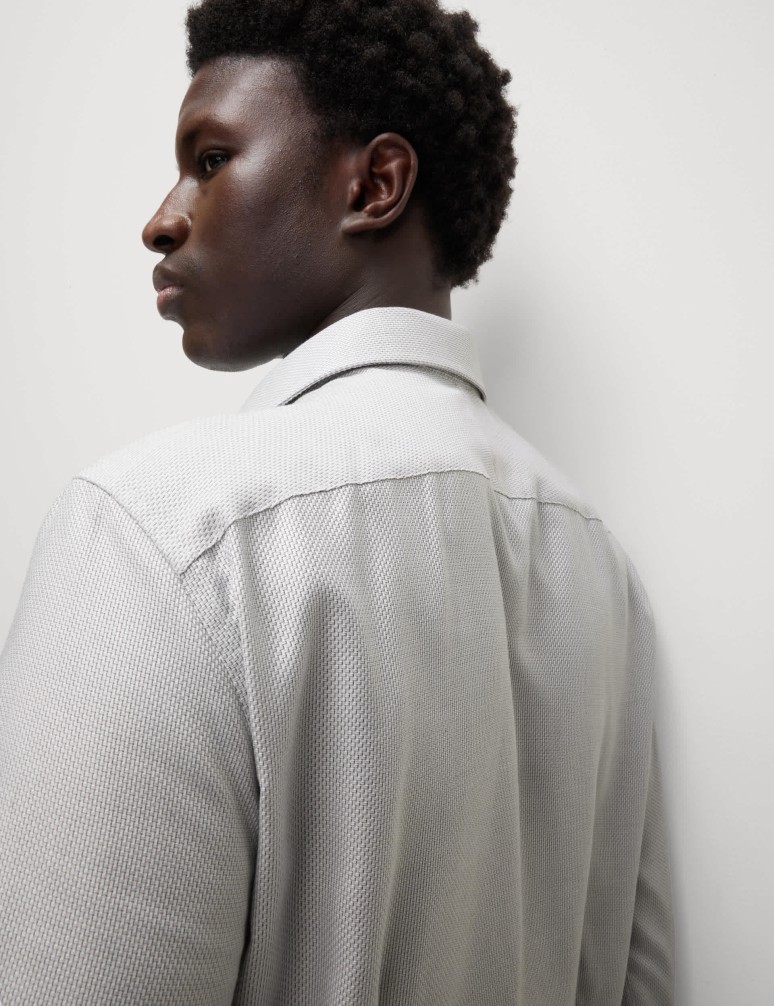 Luxusní košile úzkého střihu z čisté bavlny s texturou