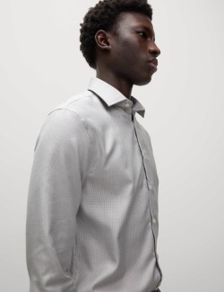 Luxusní košile úzkého střihu z čisté bavlny s texturou