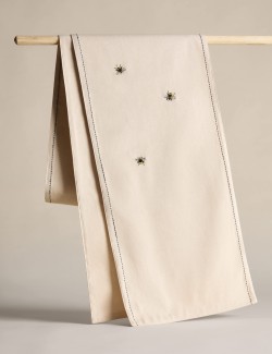 Embroidered Bee Cotton Table Runner
