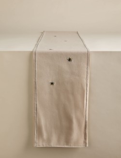 Embroidered Bee Cotton Table Runner