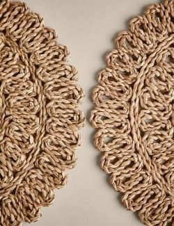Set of 2 Floral Rattan Placemats