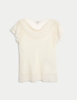 Cowl Neck Ruffle Sleeve Top