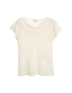 Cowl Neck Ruffle Sleeve Top