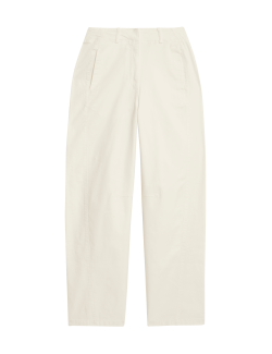 Jednoduché kalhoty s mrkvovými nohavicemi, s vysokým podílem bavlny