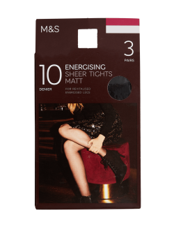 3pk 10 Denier Energising Sheer Tights
