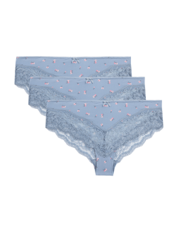 Brazilské kalhotky s krajkovým lemem, 3 ks v balení