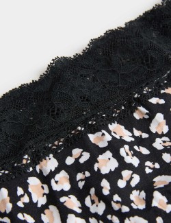 5pk Cotton Rich Printed High Leg Knickers
