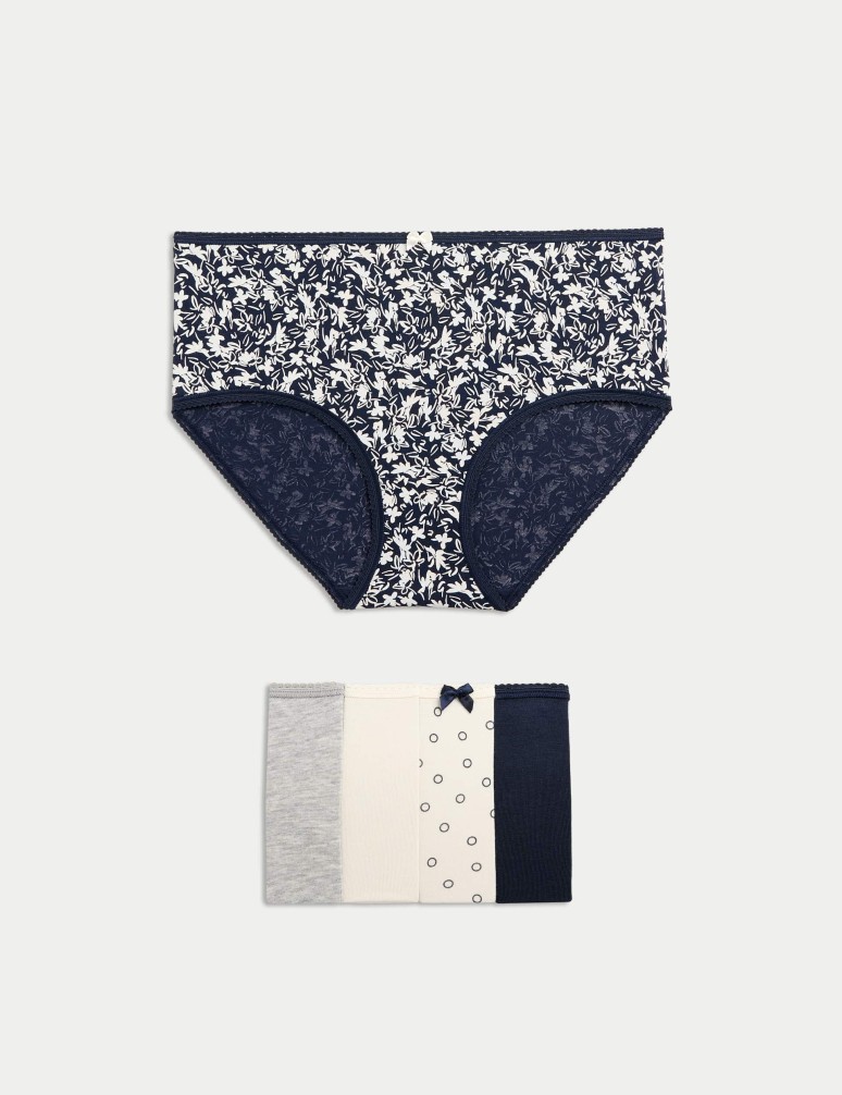 Šortkové kalhotky s vysokým pasem s potiskem, z bavlny Lycra™, 5 ks