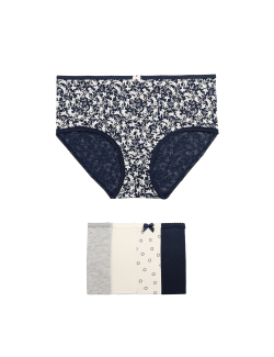 Šortkové kalhotky s vysokým pasem s potiskem, z bavlny Lycra™, 5 ks