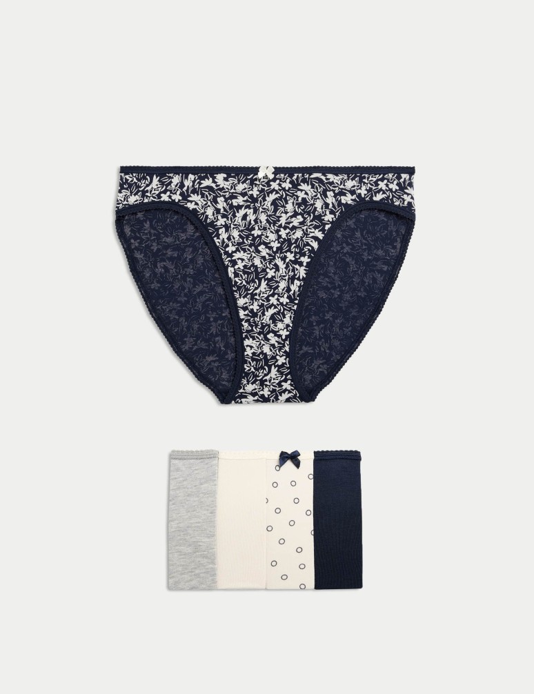 5pk Cotton Lycra™ High Leg Knickers