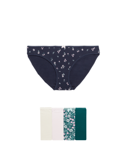 Krajkové bikiny kalhotky z bavlny Lycra™ s potiskem, 5 ks