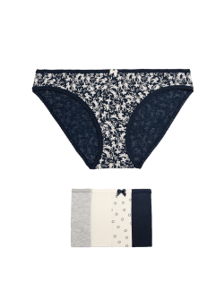 5pk Cotton Lycra™ Printed Bikini Knickers