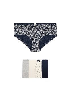 Šortkové kalhotky s nízkým pasem s potiskem, z bavlny Lycra™, 5 ks