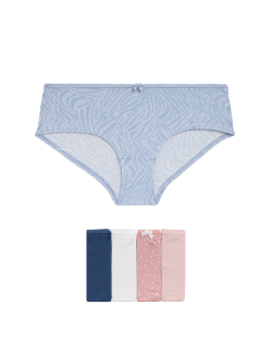 Šortkové kalhotky s nízkým pasem s potiskem, z bavlny Lycra™, 5 ks