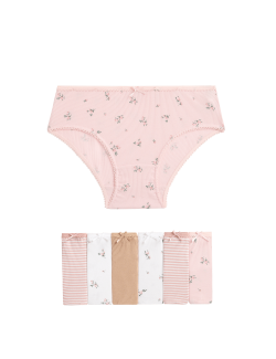 Květované kalhotky z bavlny se strečem, 7 ks v balení (2–12 let)