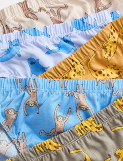 7pk Pure Cotton Animal Print Briefs (2-8 Yrs)